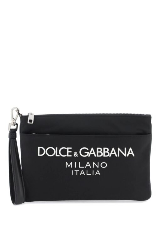 nylon pouch with rubberized logo