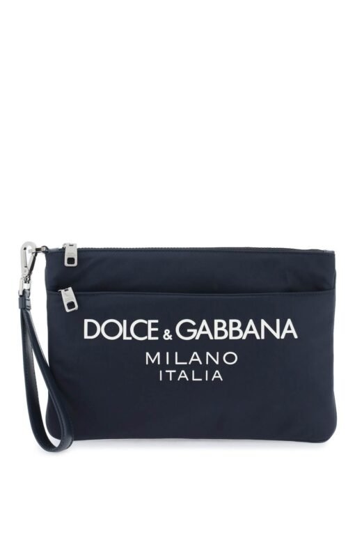 nylon pouch with rubberized logo