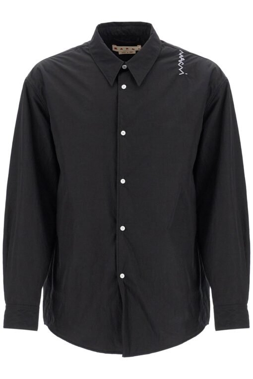 padded overshirt with embroidered logo