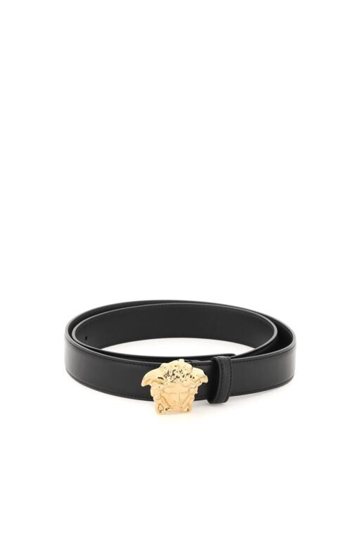 medusa buckle leather belt