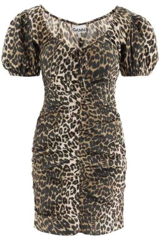 leopard poplin mini dress