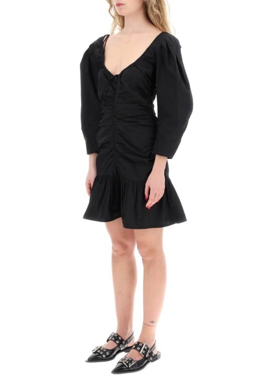 mini poplin dress with curved sleeves - Image 4