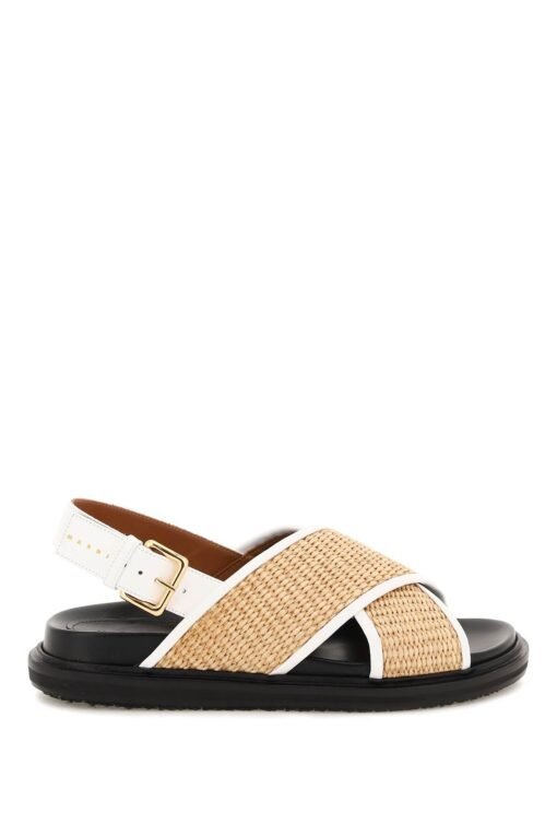 leather and raffia fussbett sandals