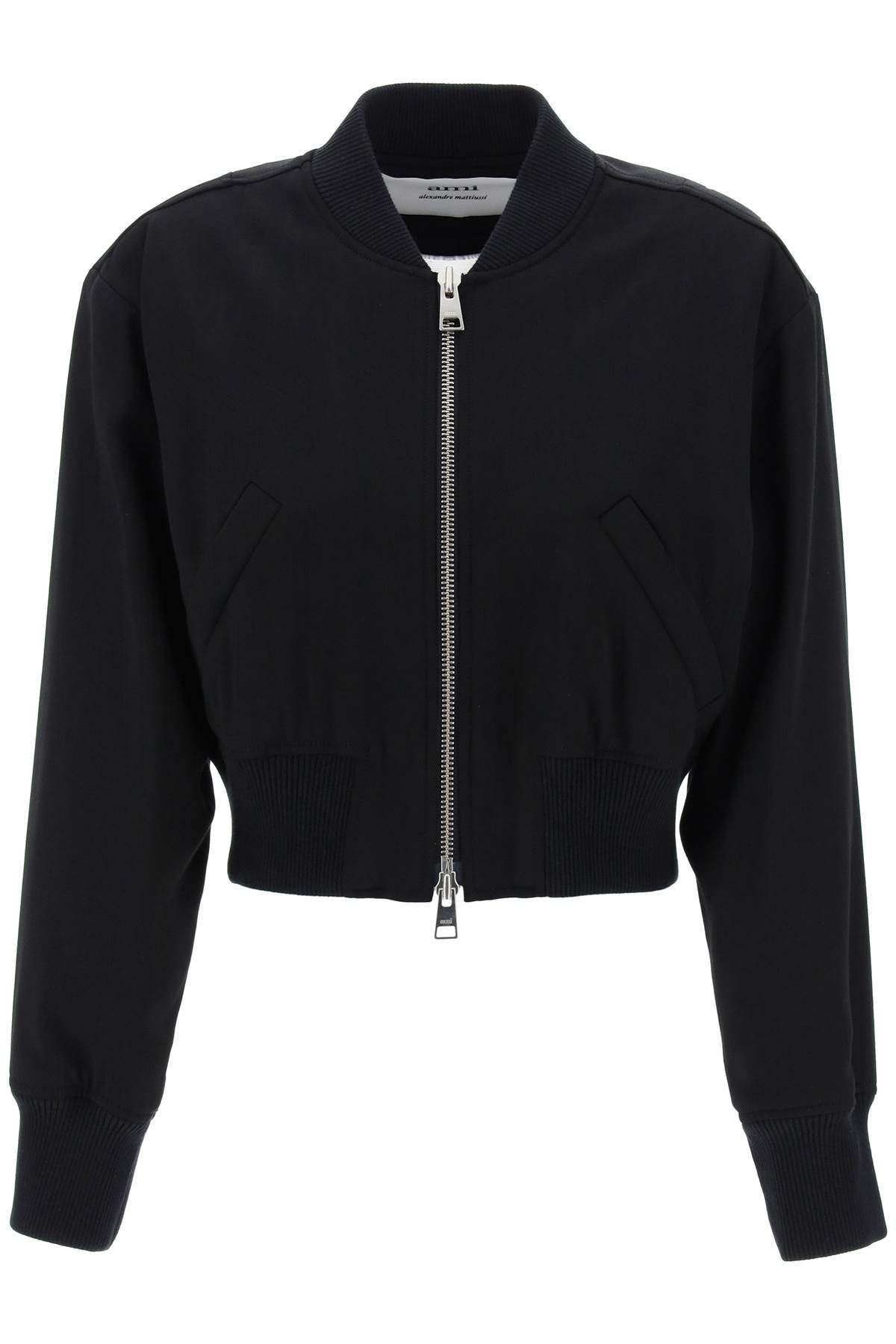 cropped twill bomber jacket