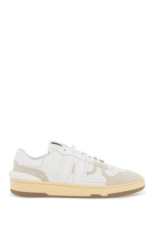 "mesh and leather clay sneakers with