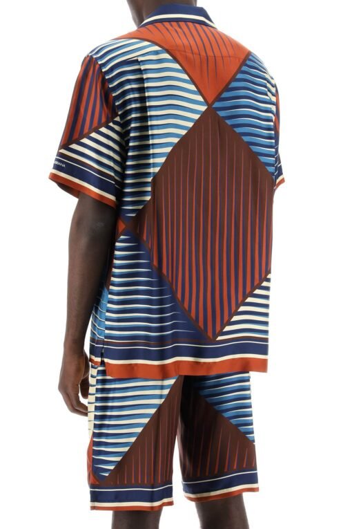 "geometric pattern bowling shirt with - Image 3
