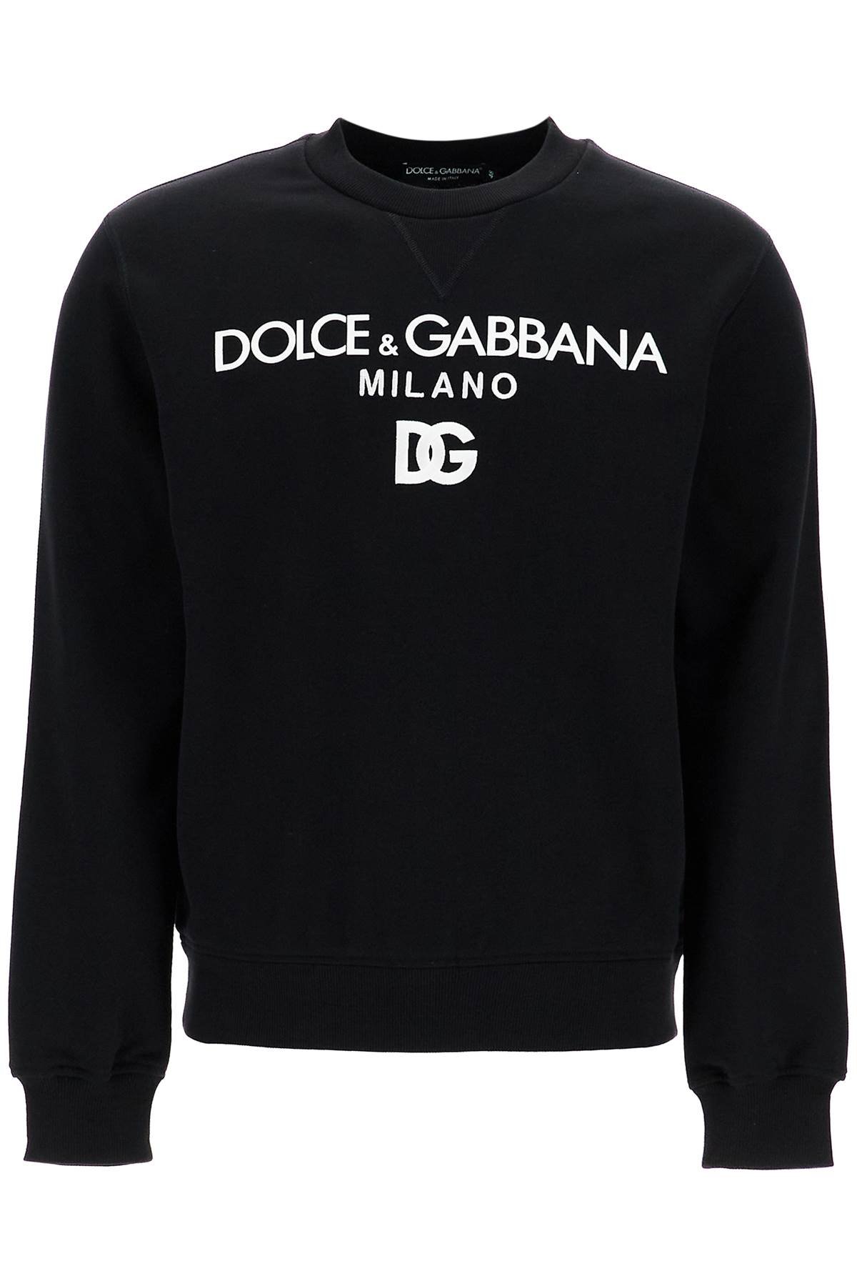 "round neck sweatshirt with dg embroidery and lettering