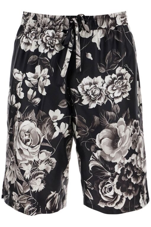 silk floral print bermuda shorts set