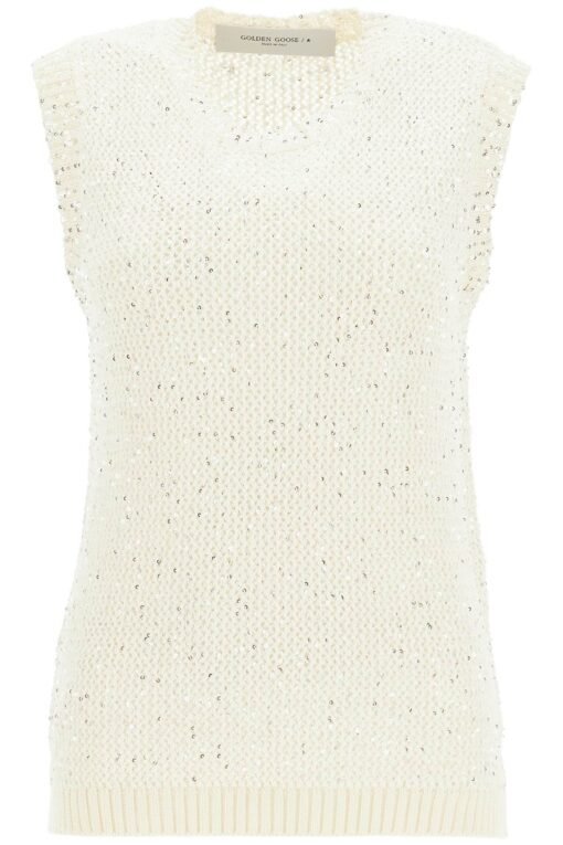knitted vest with sequins embell