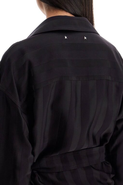 women's wrap shirt in night stripe viscose - Image 4