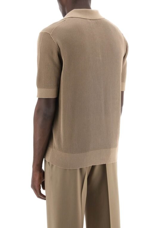 cotton ribbed perforated polo shirt - Image 3
