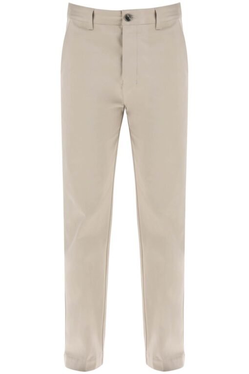 cotton satin chino pants in