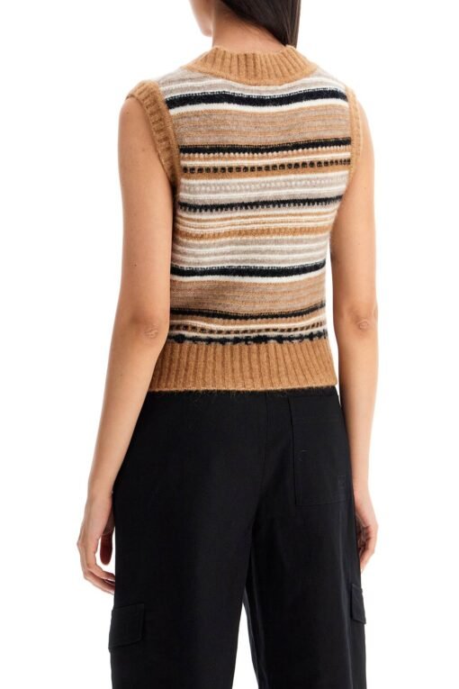 "soft striped knit vest with a comfortable - Image 3