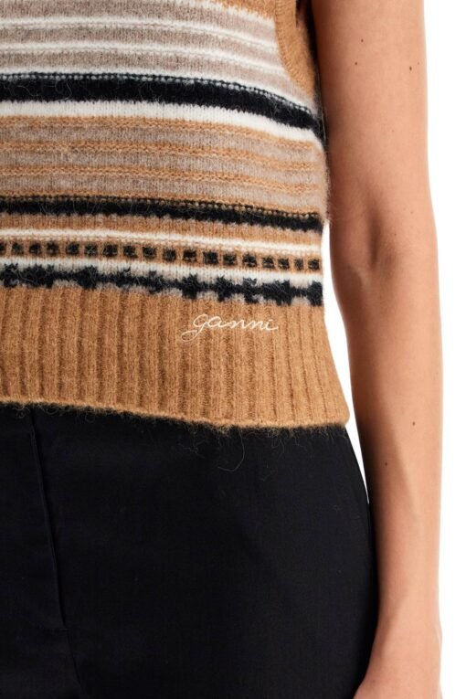 "soft striped knit vest with a comfortable - Image 4