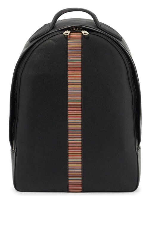 "signature stripe leather backpack"