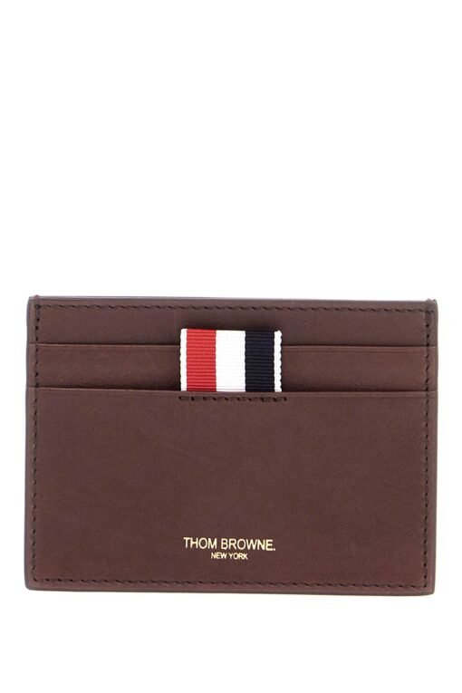compact dark brown calfskin credit card holder