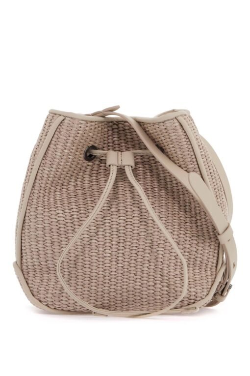 techno raffia bucket bag with