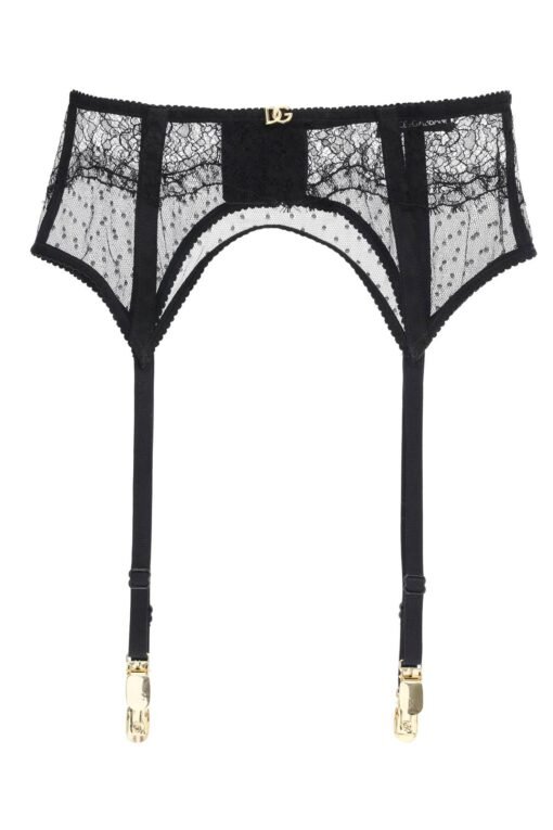 lace garter belt with logo