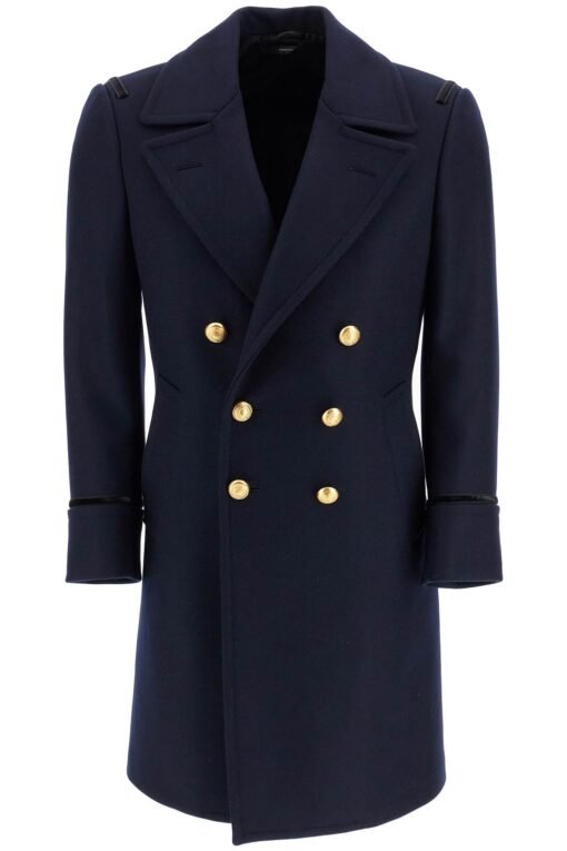 double-breasted wool felt coat
