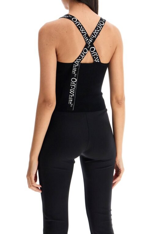 knitted crop top with branded straps - Image 3
