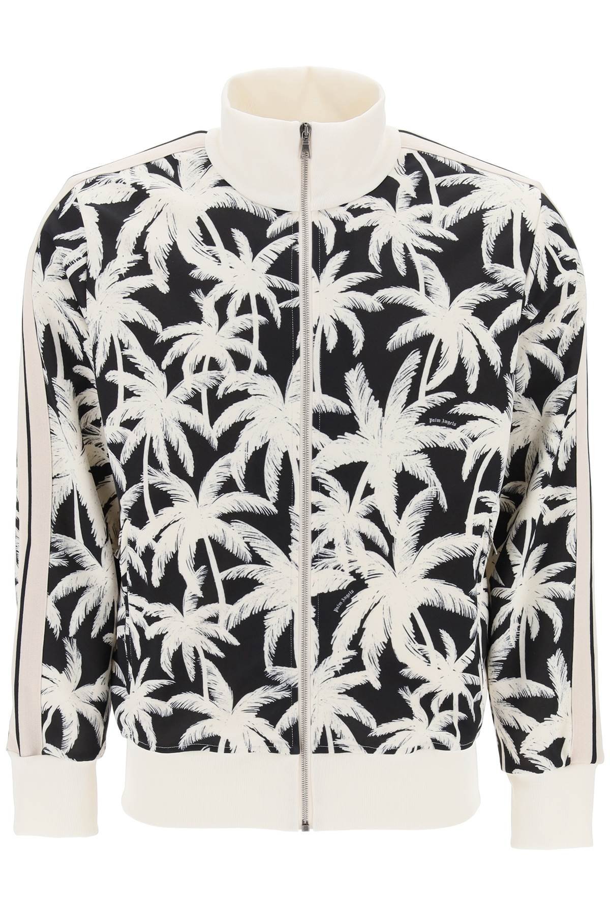 zip-up sweatshirt with palms print