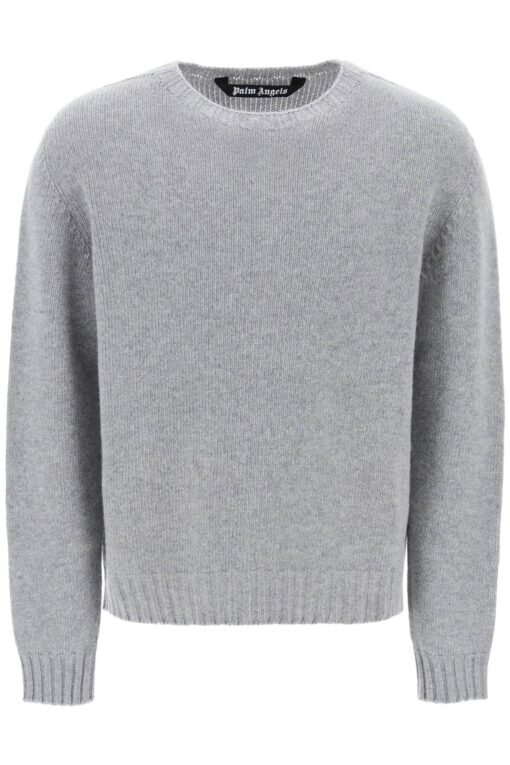 wool sweater with logo intarsia