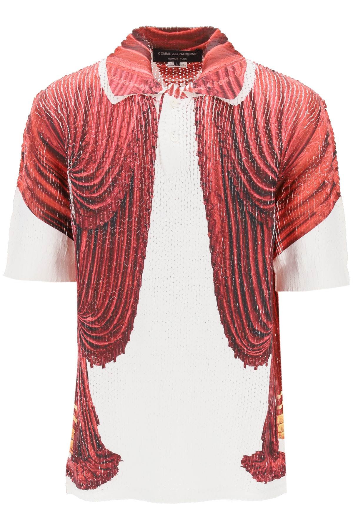 knit polo shirt with theater print