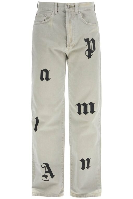 loose printed detail jeans with eight