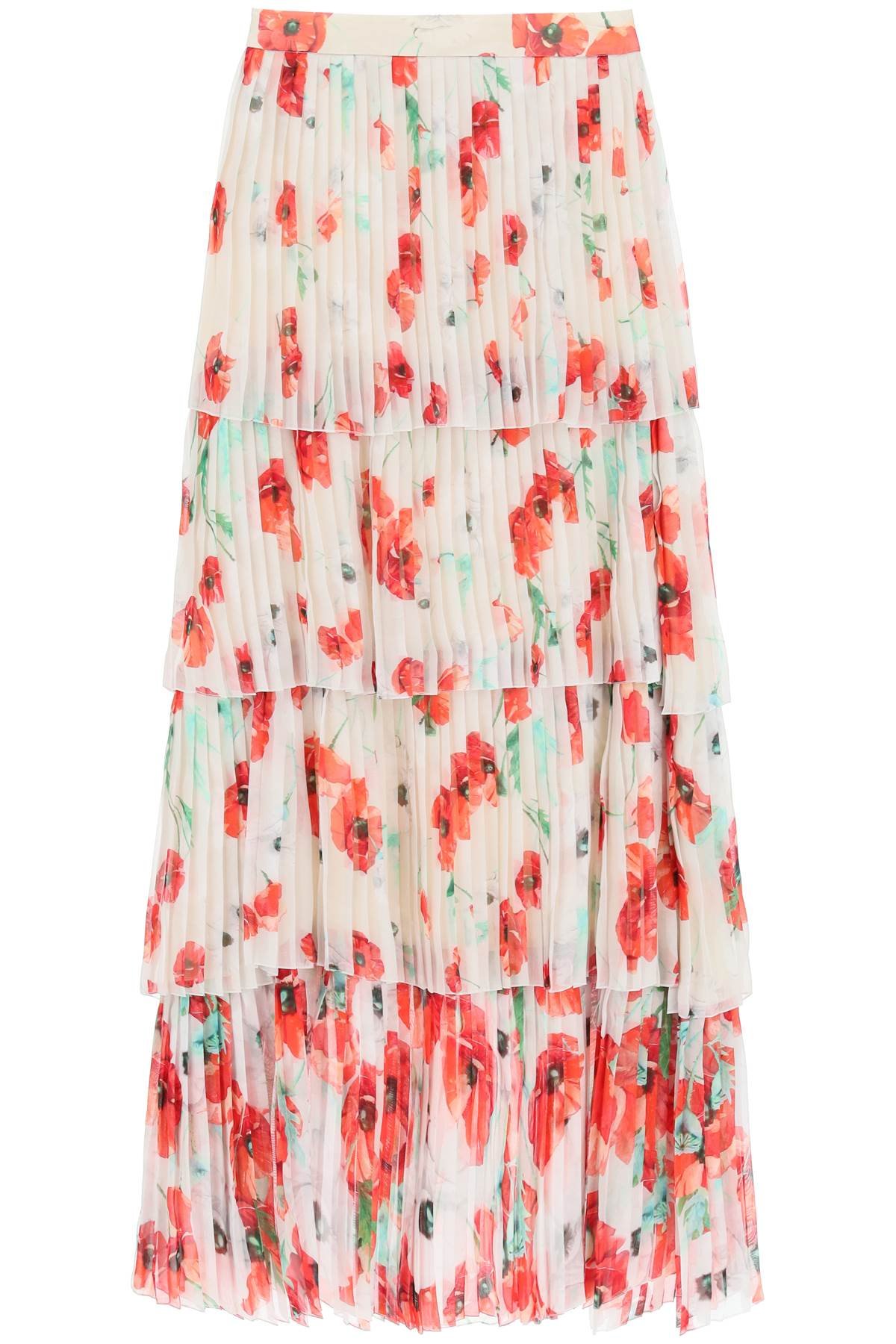 'luise' long tiered skirt in pleated silk