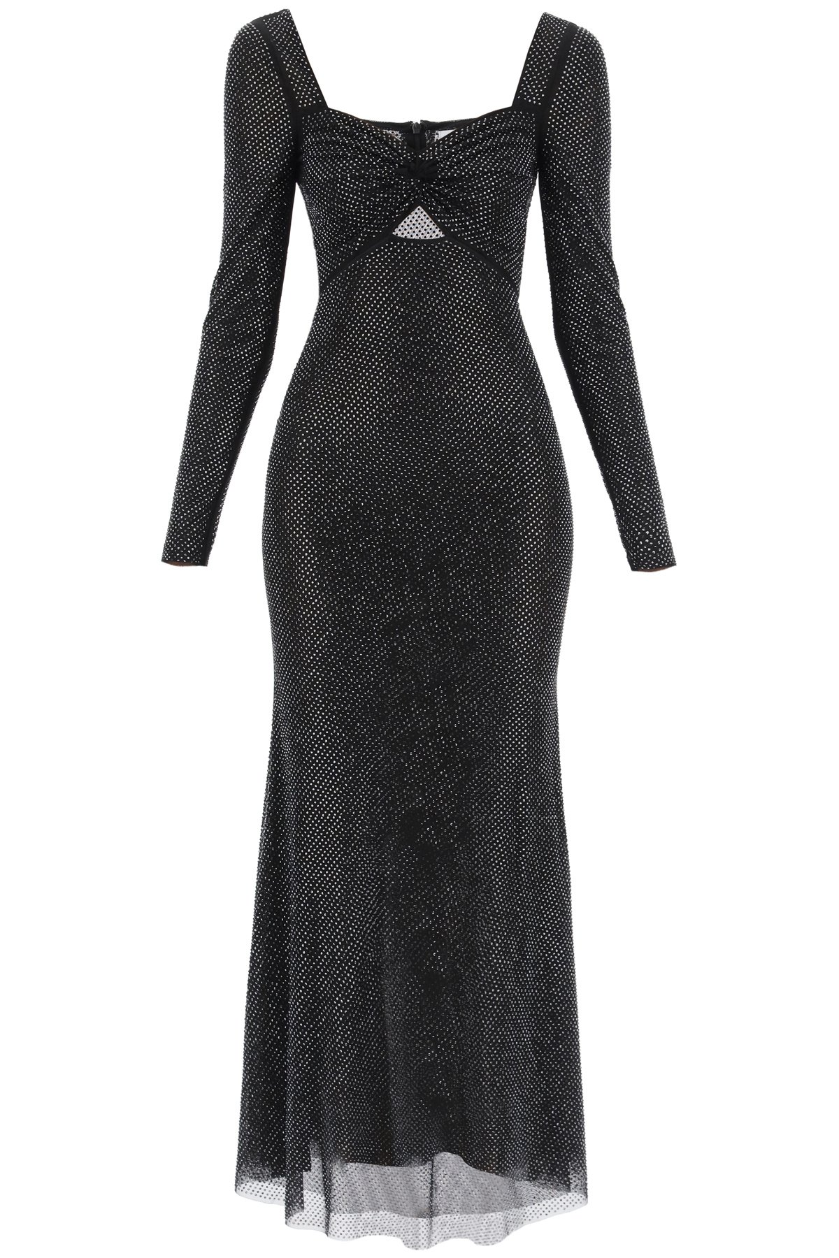 maxi dress in rhinestone-embellished mesh