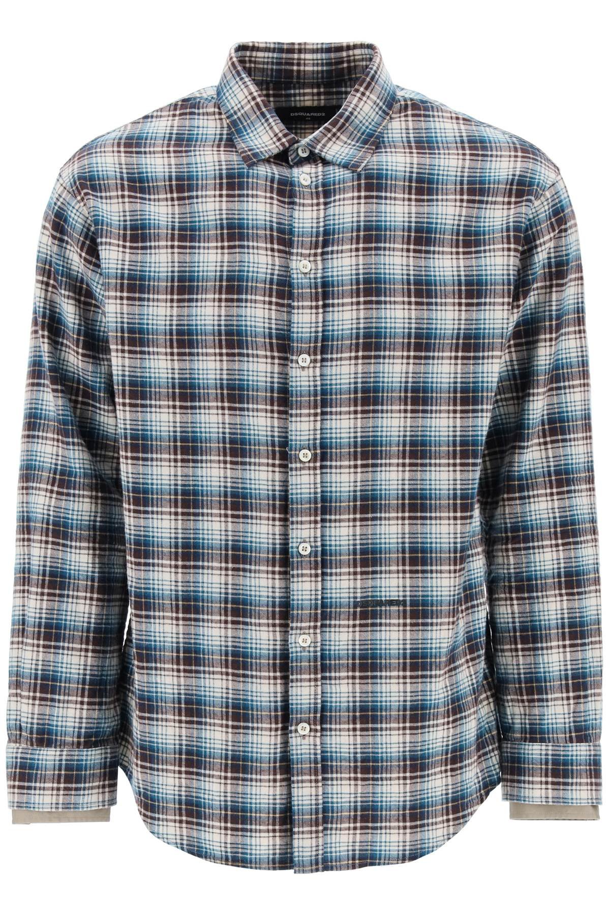 check shirt with layered sleeves