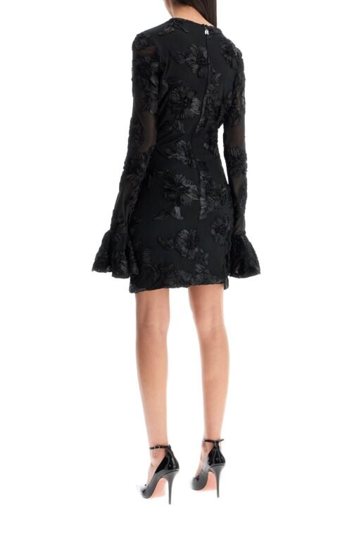 'mesh mini dress with embroidered flower details - Image 3