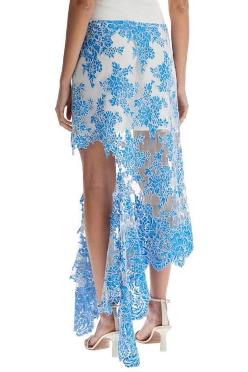 asymmetrical blue floral cotton lace skirt - Image 3