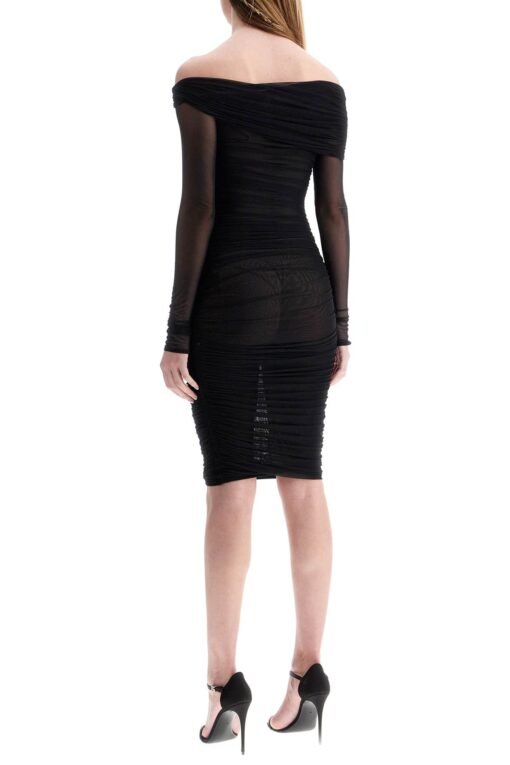black off-shoulder fitted dress - Image 3