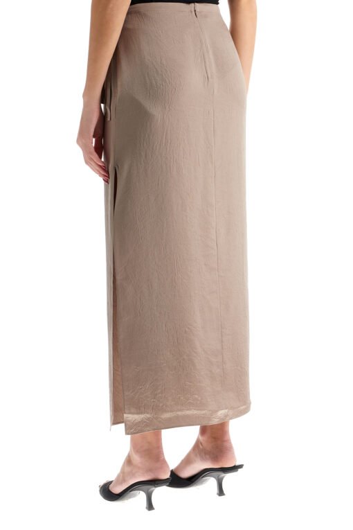 'ruffled satin midi skirt with - Image 3