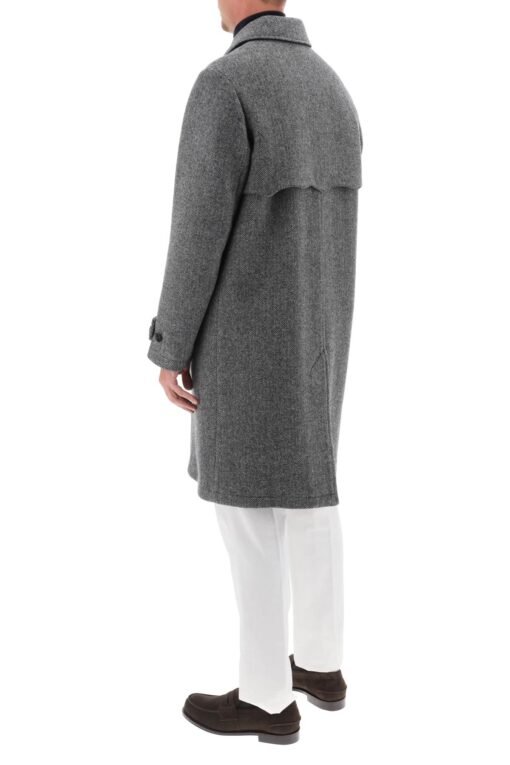 paul car coat in herringbone wool - Image 3