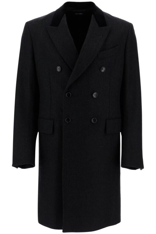 double-breasted checked coat