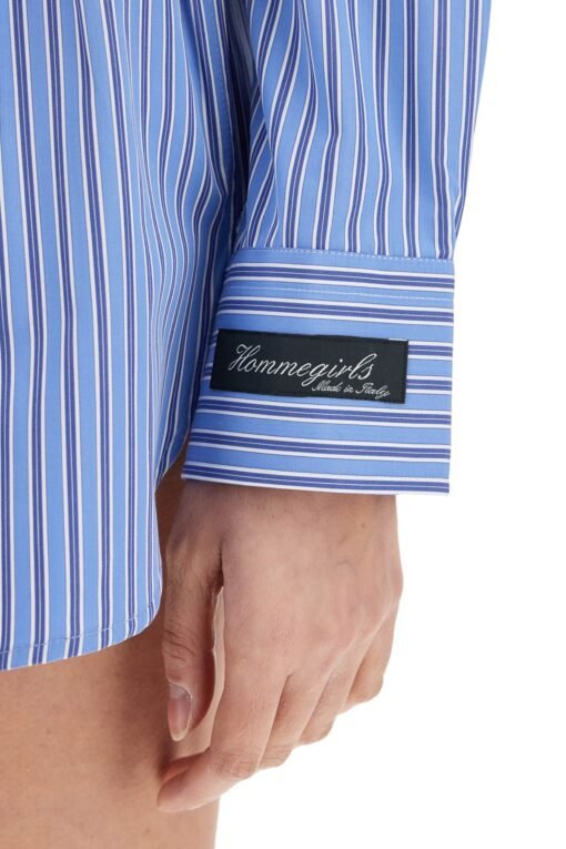 super cropped blue striped cotton shirt - Image 4