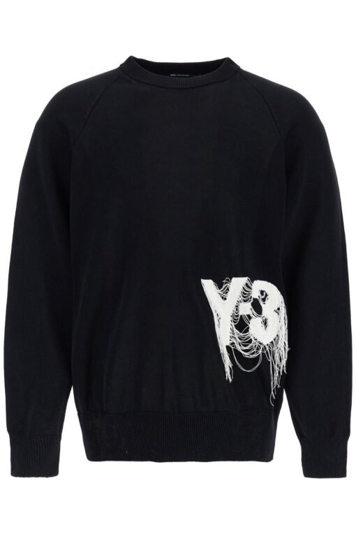 black recycled polyester sweater with embroidered logo