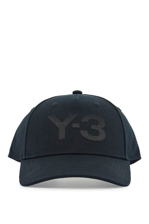 black cotton baseball cap with curved brim adjustable