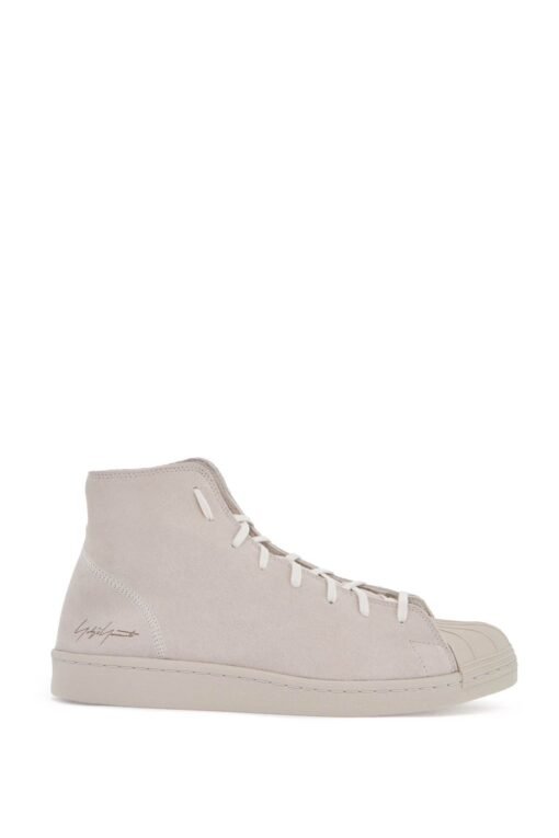 high-top pro model sneakers in light gray suede with velcro closure