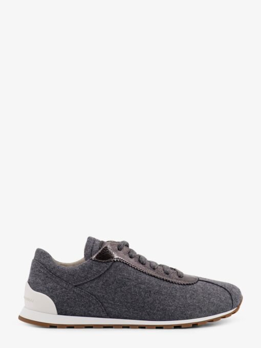 Low-top Wool flannel sneakers with leather profiles