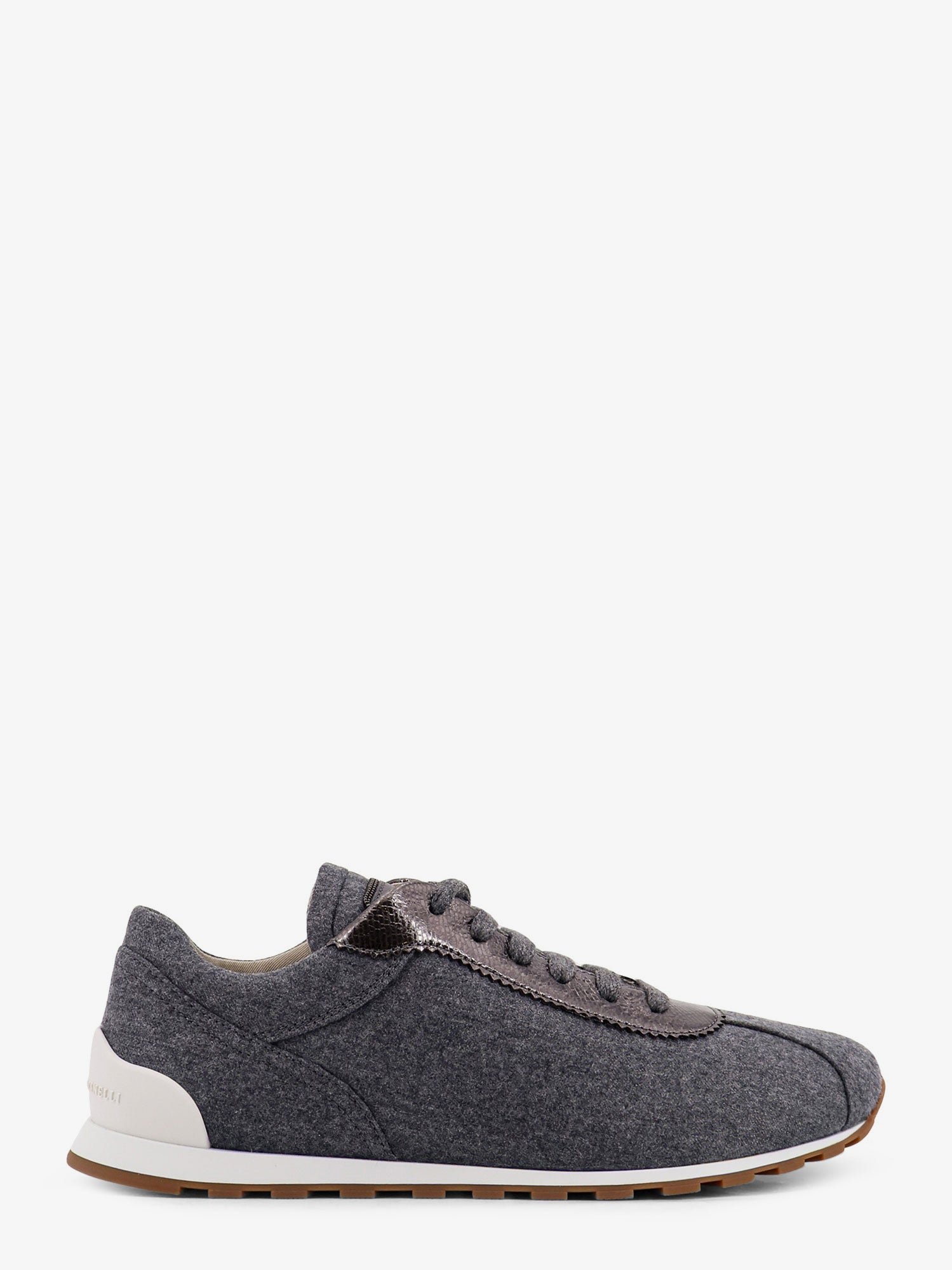 Low-top Wool flannel sneakers with leather profiles