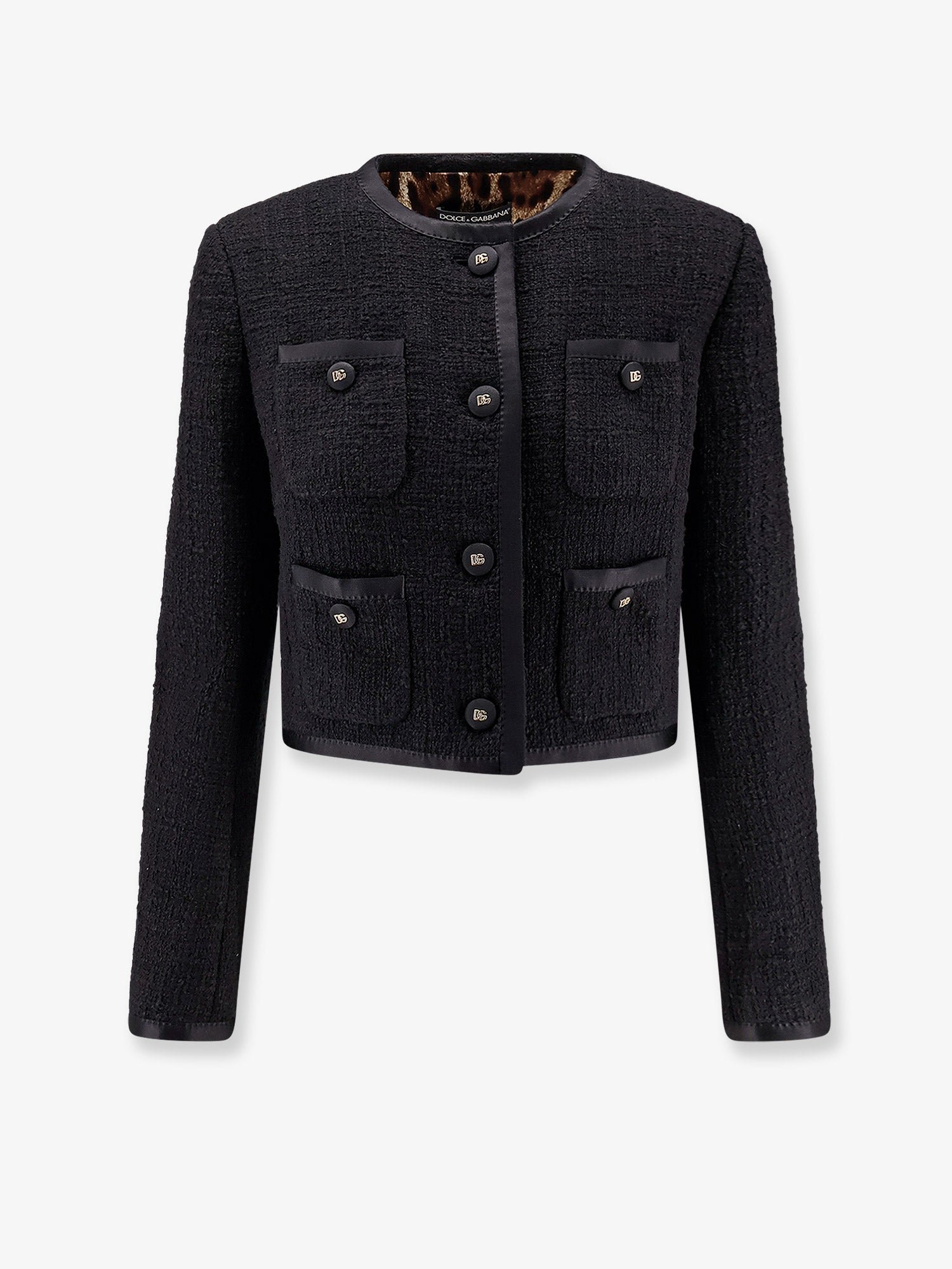 Cotton and viscose blazer with animalier print lining