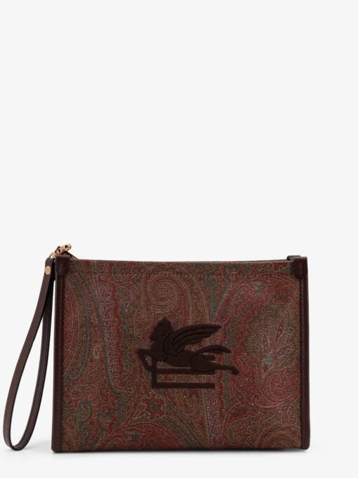 Paisley jacquard fabric clutch bag