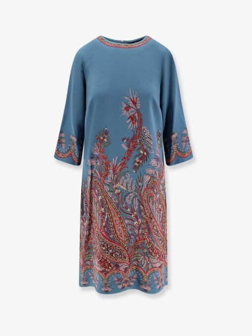 Viscose blend dress with iconic print