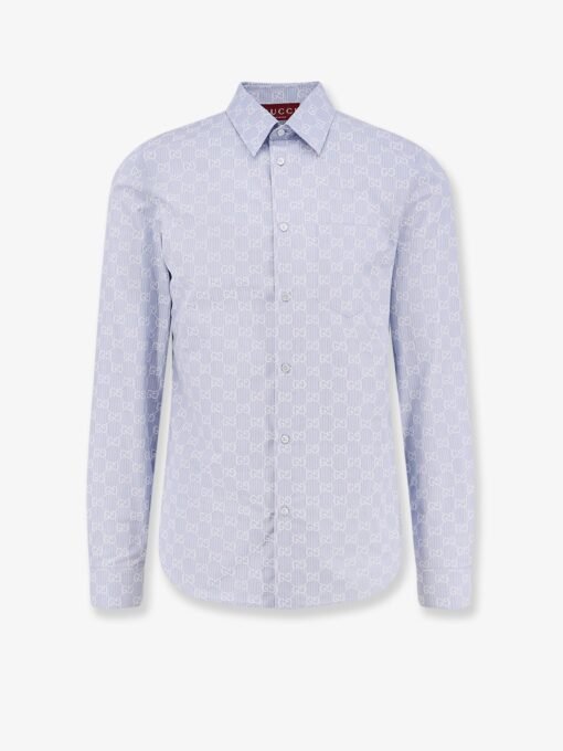 Cotton and silk shirt with all-over GG logo