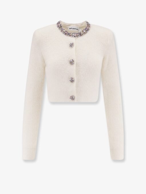 Alpaca blend cardigan with rhinestones