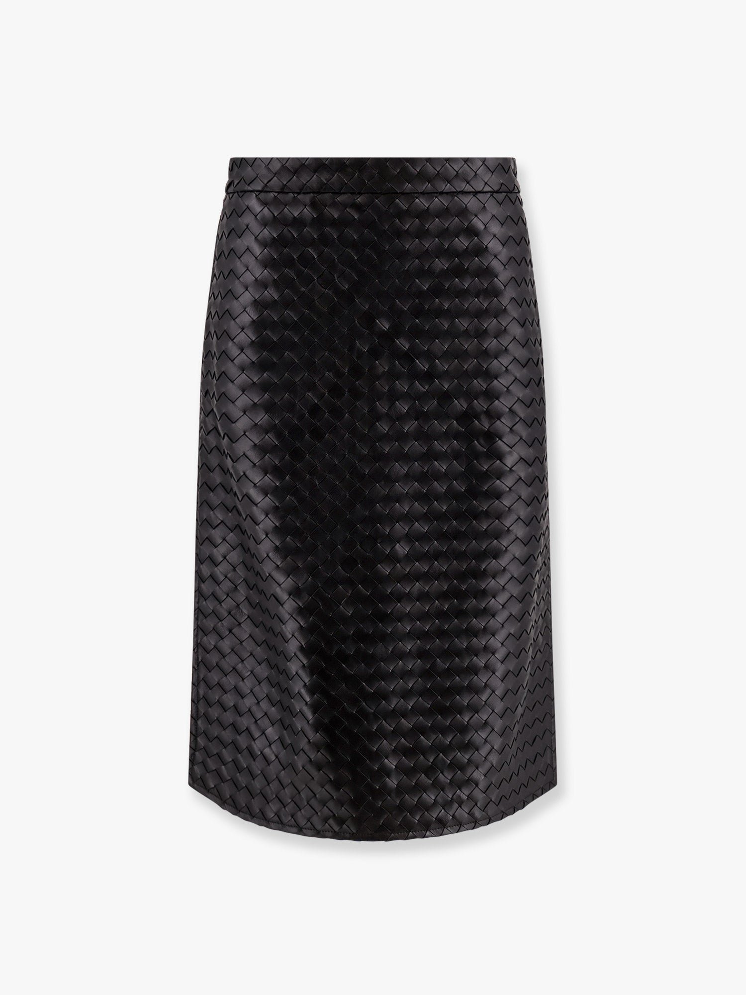 Leather skirt with Intrecciato motif