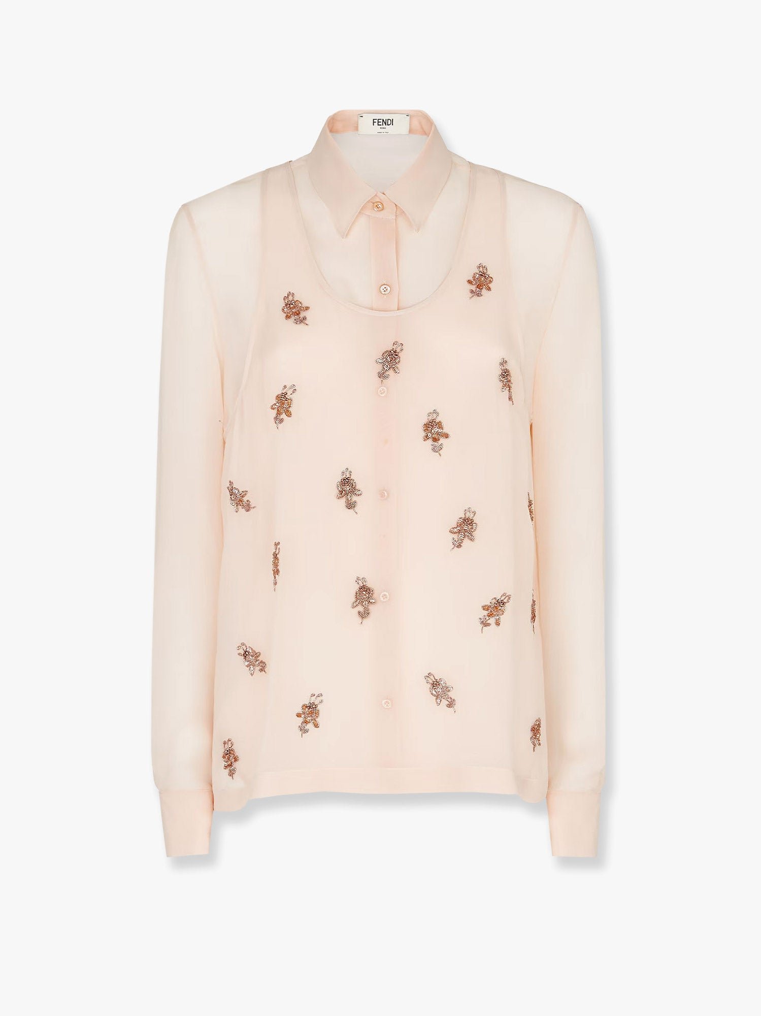 Georgette top with rhinestones and sequins embroidery